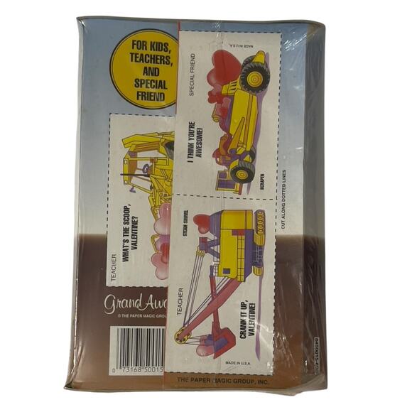 Vintage 1990s Valentine Cards 48 Heavy Duty Machinery Bulldozer New Old Stock - Picture 3 of 4